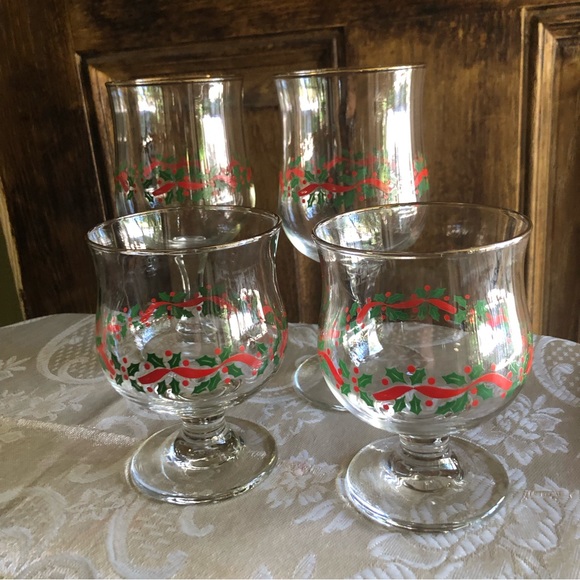 (4) Libbey holiday Xmas 🎄 glass wine/goblets - Picture 2 of 11